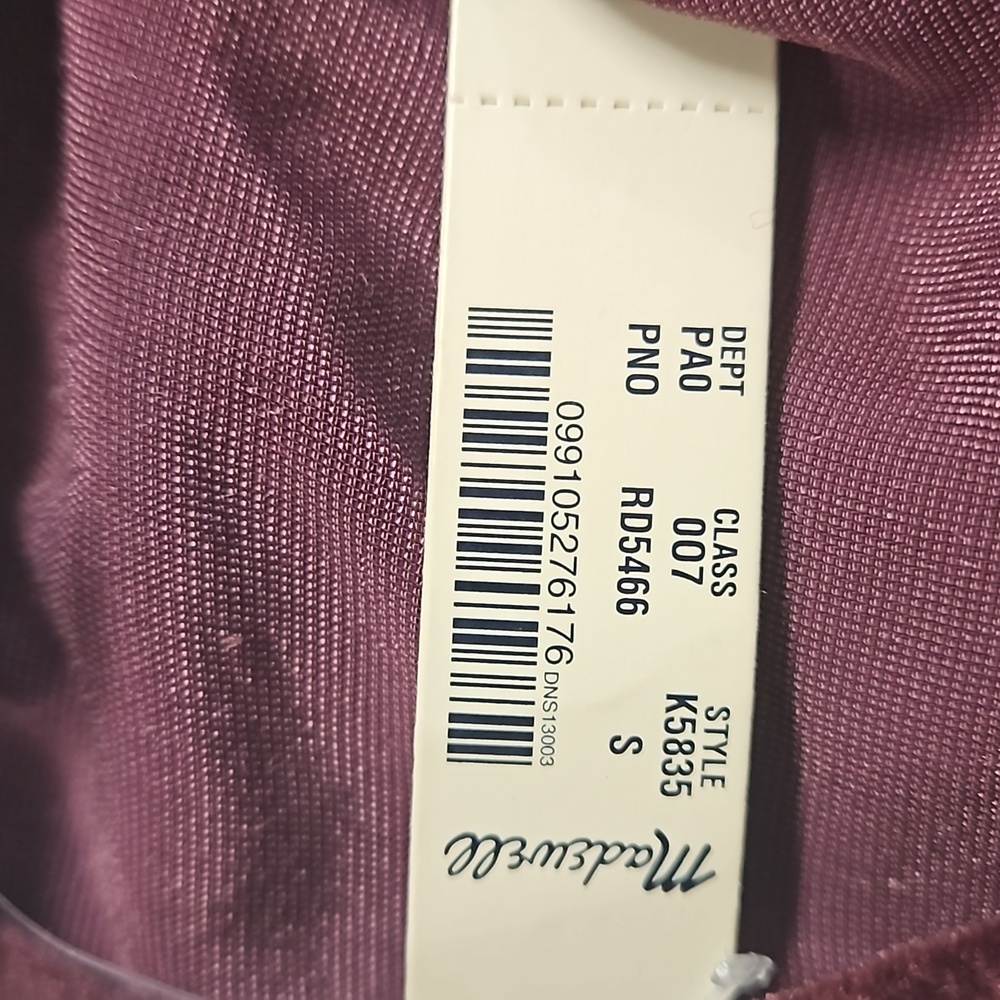 New Madewell choker top burgundy crushed velvet women's size small - Picture 5 of 14